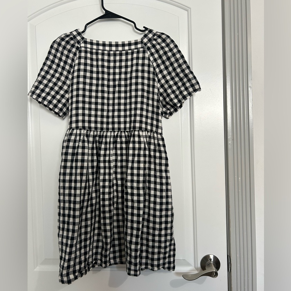 Madewell Women Linen Blend Allie Mini Dress in Gingham Check size small preppy - Picture 3 of 15